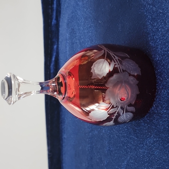 Vintage, Ruby Red Crystal Handcut Bell. Beautifully Etched. (K) Made in Germany. - Picture 1 of 9
